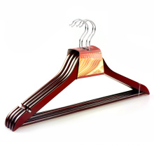 Assessed Supplier LINDON Solid Flat Cherry Wooden Suit Hangers with Non Slip Bar and Precisely Cut Notches